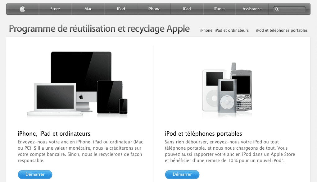 Programme de réutilisation et recyclage Apple